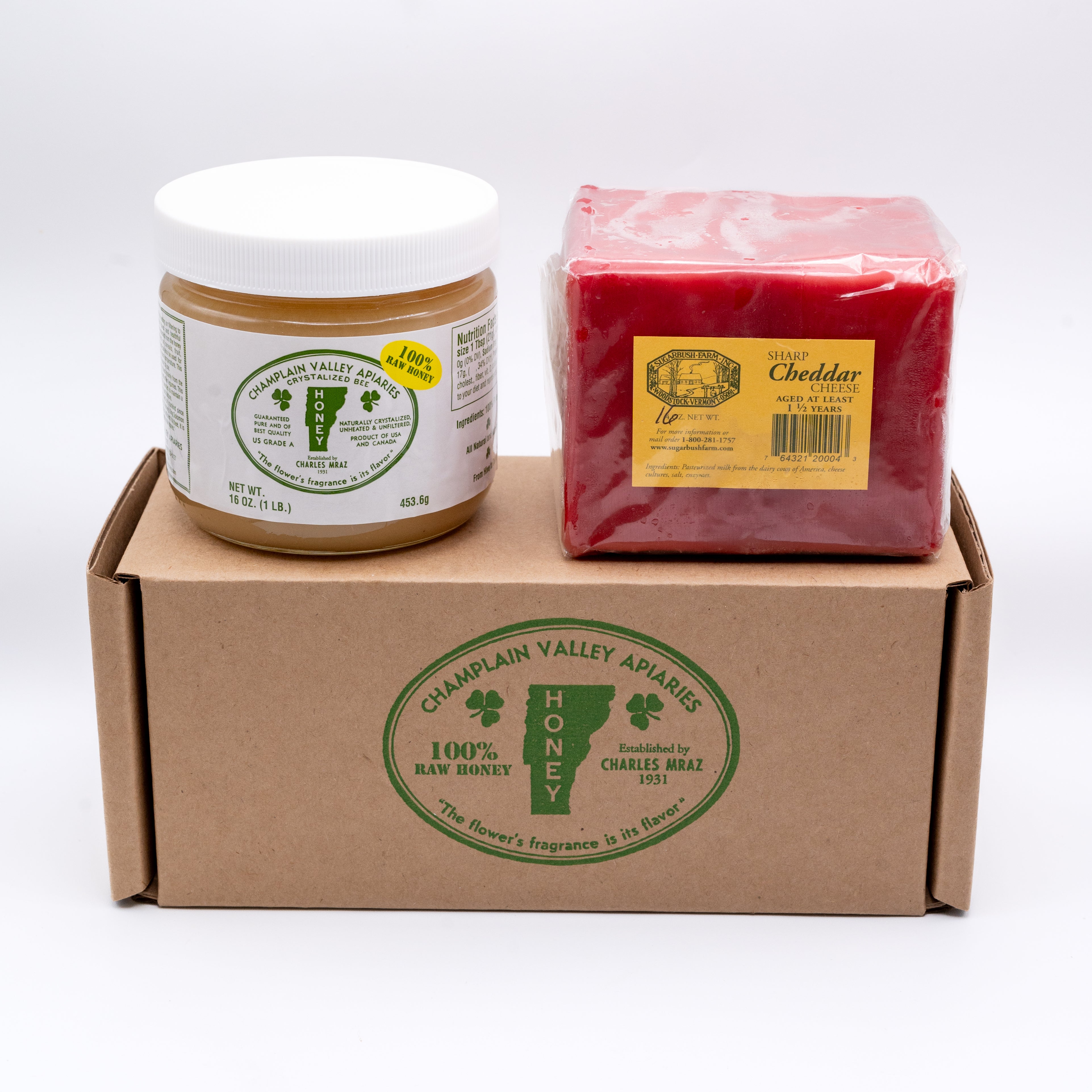 Milk & Honey Gift Pack - Raw Honey & Vermont Cheddar Cheese